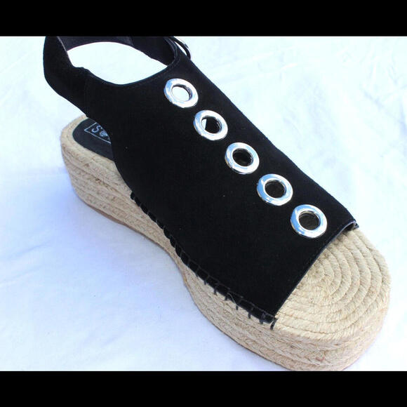 NEW SOL SANA WOMENS OLSEN ESPADRILLE PLATFORM SANDAL BLACK SUEDE EU 39 / US 8 - Picture 3 of 7